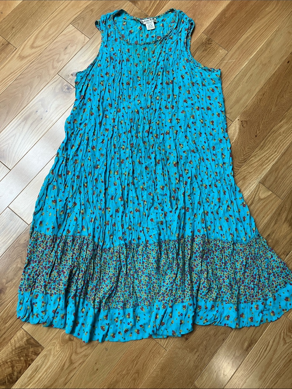 Sleeveless Turquoise Floral Tiered Maxi Dress